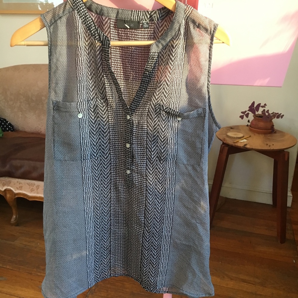 apt 9 silky sheer sleeveless printed blouse sz PL